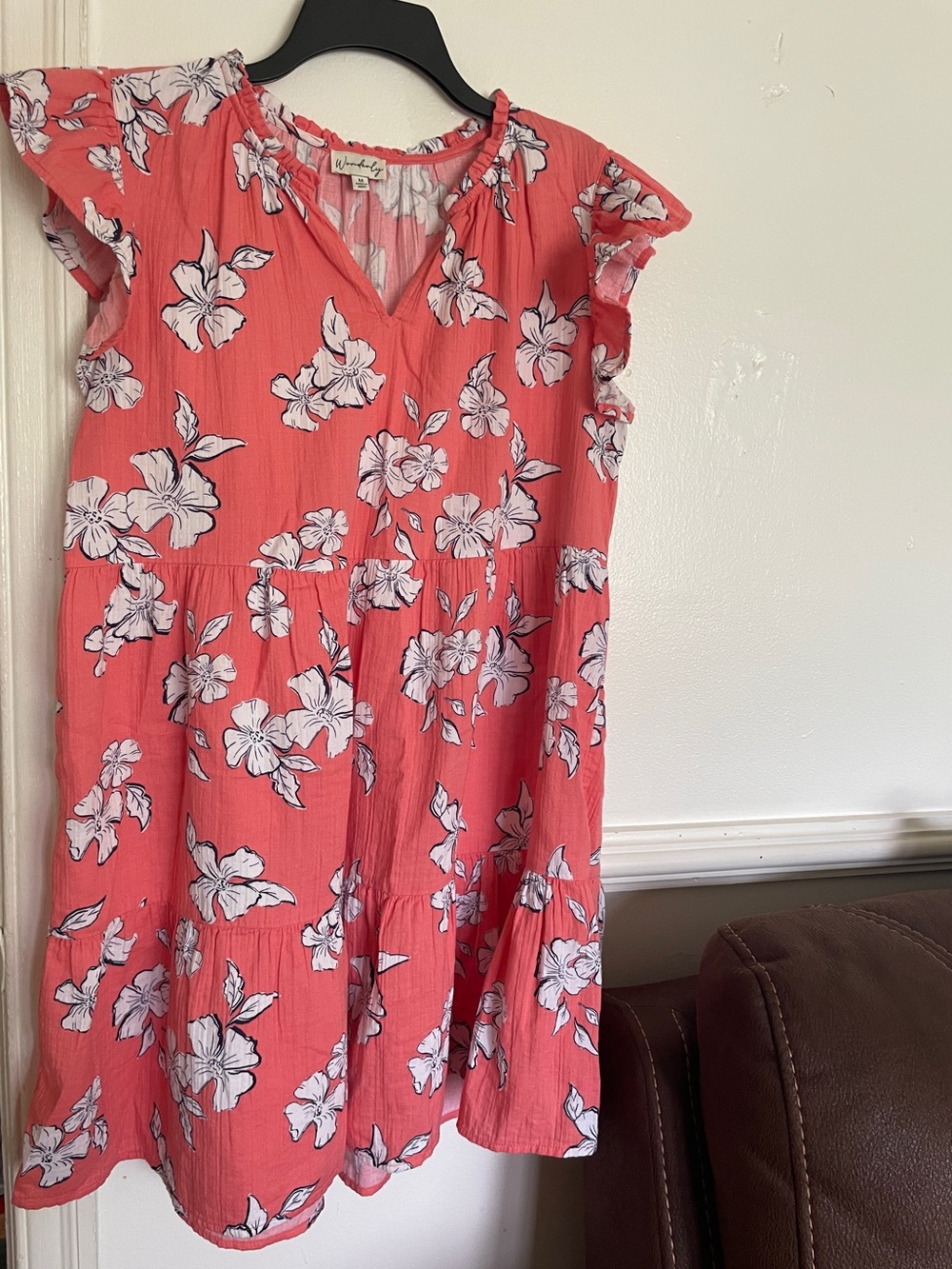 Wonderly Coral Pink Floral Midi Dress